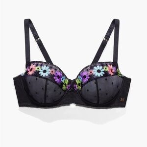 Savage x Fenty Free Spirit Floral Embroidery Unlined Balconette Bra Black 38DD